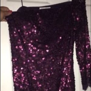 Sequin one-shoulder dress, Size 10.
